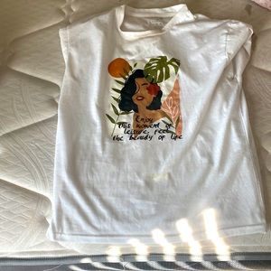 Medium white SHEIN shirt with graphic design